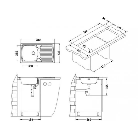 ALVEUS BASIC 170 NAT FI60 INOX - Pomivalno korito z odcejalnikom