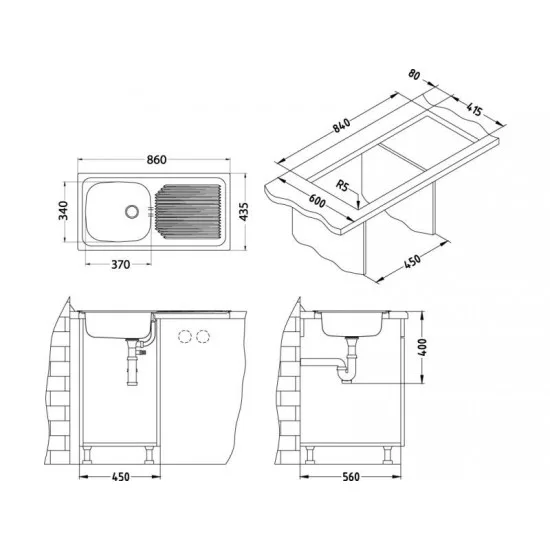ALVEUS BASIC 60 NAT INOX - Pomivalno korito z odcejalnikom