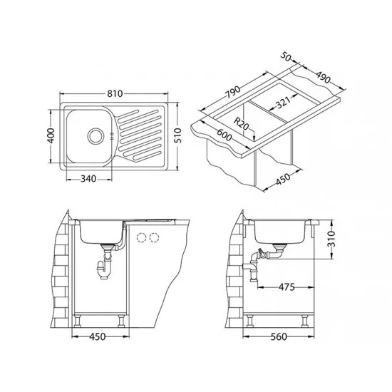 ALVEUS ELEGANT 30 LEI INOX - Pomivalno korito z odcejalnikom