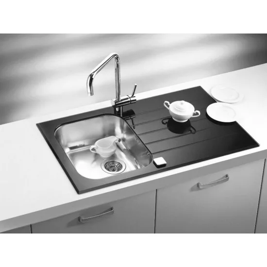 ALVEUS GLASSIX 10 ČRNA - Pomivalno korito z odcejalnikom