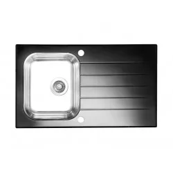 ALVEUS GLASSIX 10 ČRNA - Pomivalno korito z odcejalnikom
