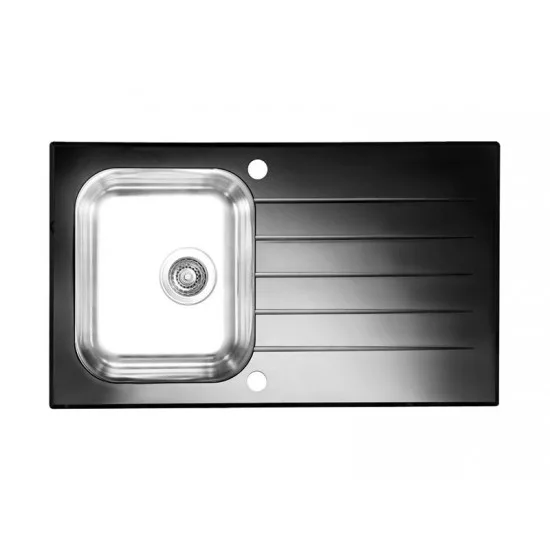 ALVEUS GLASSIX 10 ČRNA - Pomivalno korito z odcejalnikom
