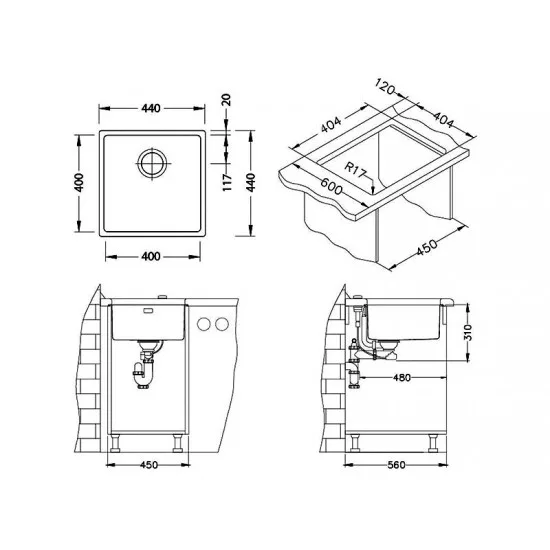 ALVEUS KOMBINO 30 INOX - Pomivalno korito brez odcejalnika