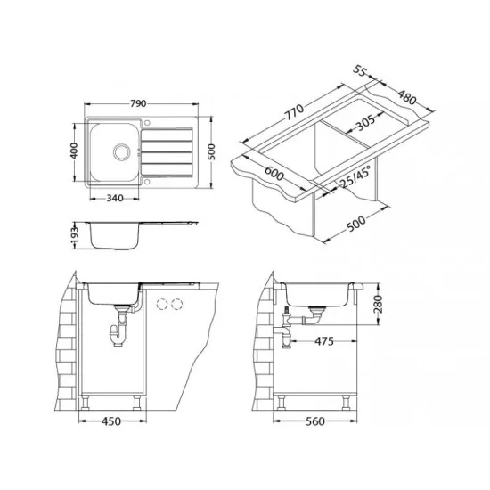 ALVEUS LINE MAXIM 80 INOX - Pomivalno korito z odcejalnikom