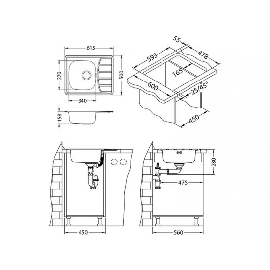 ALVEUS ZOOM 10 LEI INOX - Pomivalno korito z odcejalnikom