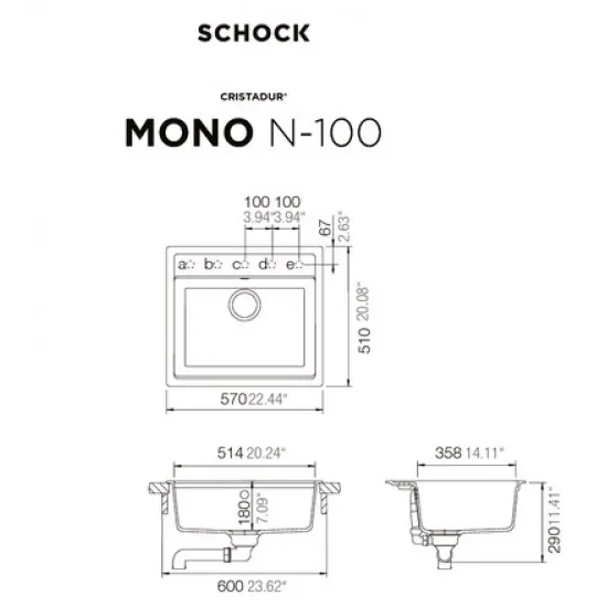 SCHOCK MONO N-100 POLARIS - Pomivalno korito brez odcejalnika