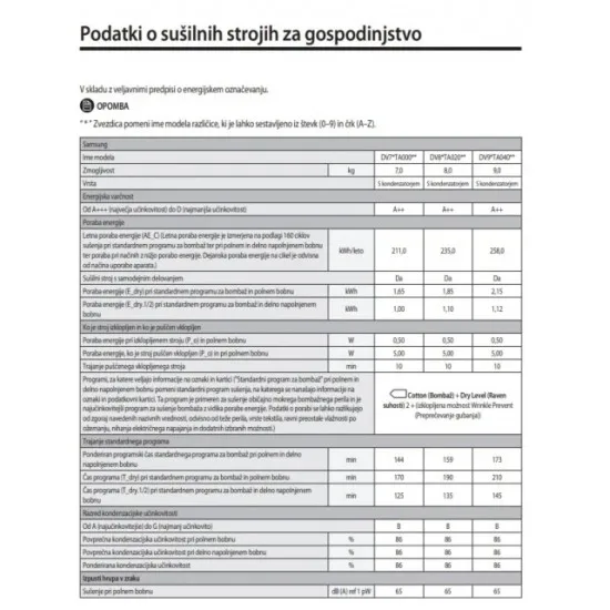 SAMSUNG DV80TA020DE/LE - Sušilni stroj