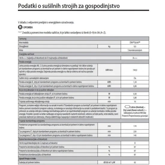 SAMSUNG DV90T8240SH/S7 - Sušilni stroj