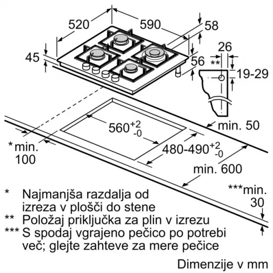 BOSCH PNH6B6B90 - Plinska kuhalna plošča Serie 4