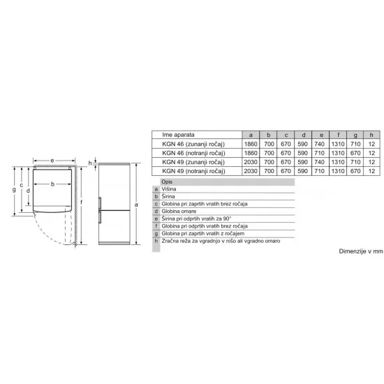 BOSCH KGN49XLEA - Prostostoječi hladilnik z zamrzovalnikom spodaj Serie 4