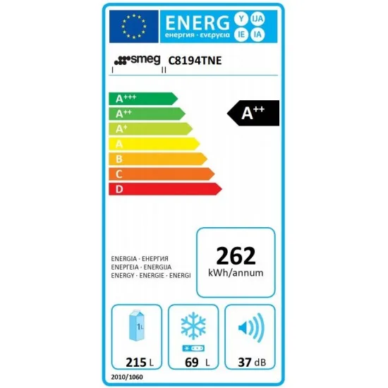 SMEG C8194TNE - Vgradni hladilnik z zamrzovalnikom spodaj