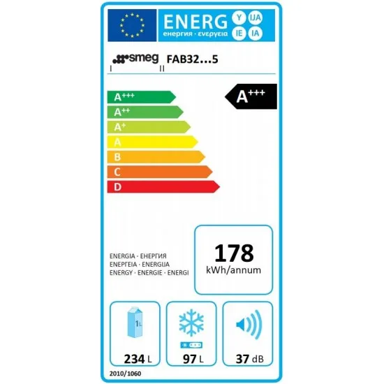 SMEG FAB32RCR5 - Prostostoječi hladilnik z zamrzovalnikom spodaj