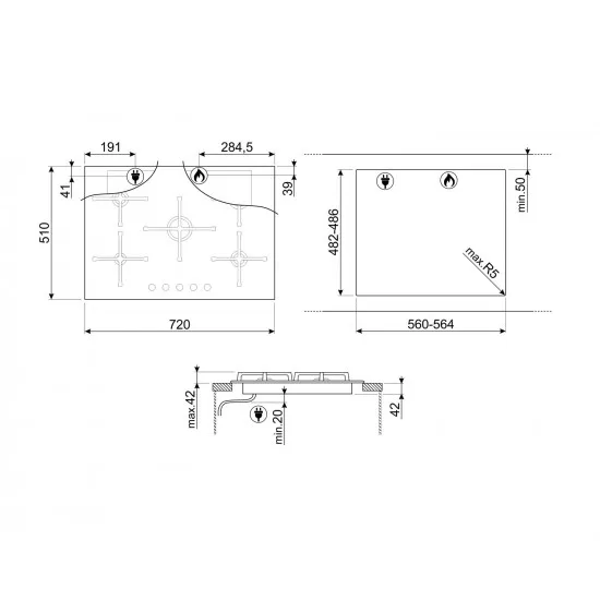 SMEG PV175B2 - Plinska kuhalna plošča