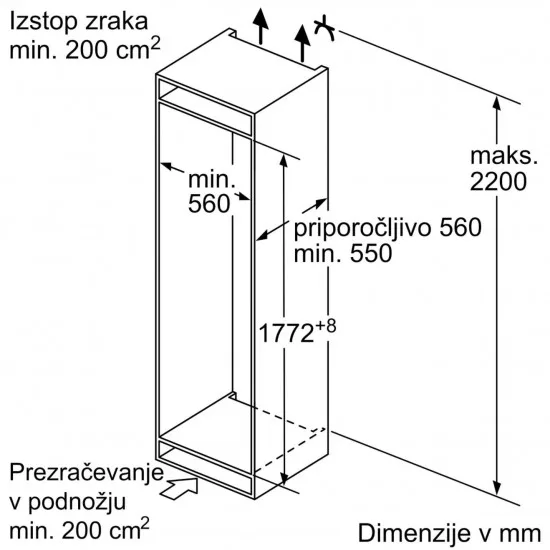 BOSCH KIV86VSE0 - Vgradni hladilnik z zamrzovalnikom spodaj