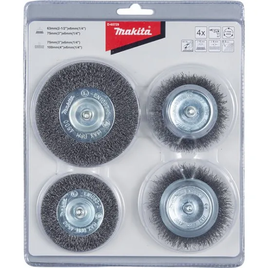 MAKITA D-65729 - 4 delni Set žičnih ščetk