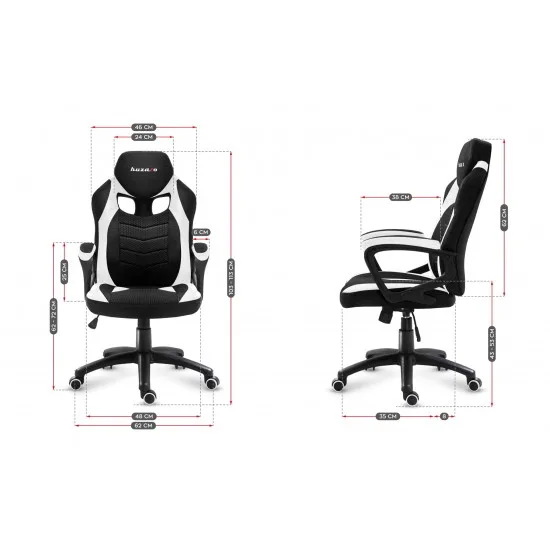 HUZARO HZ-Force 2.5 White Mesh - Gaming stol bel