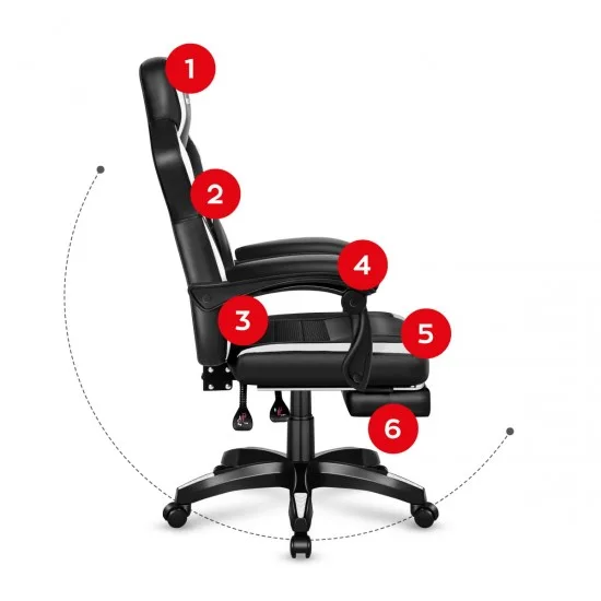 HUZARO HZ-Force 5.3 White Mesh - Gaming stol bel