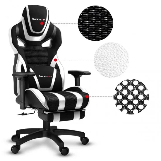HUZARO HZ-Force 7.5 White Mesh - Gaming stol bel