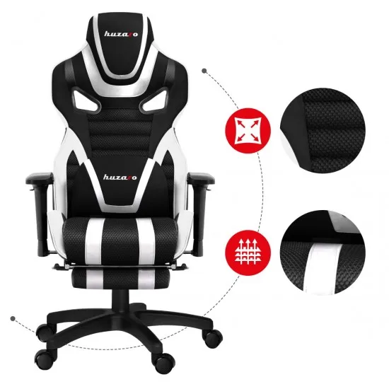 HUZARO HZ-Force 7.5 White Mesh - Gaming stol bel