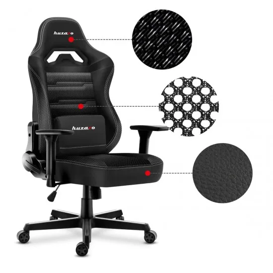 HUZARO HZ-Force 7.7 Black Mesh - Gaming stol črn