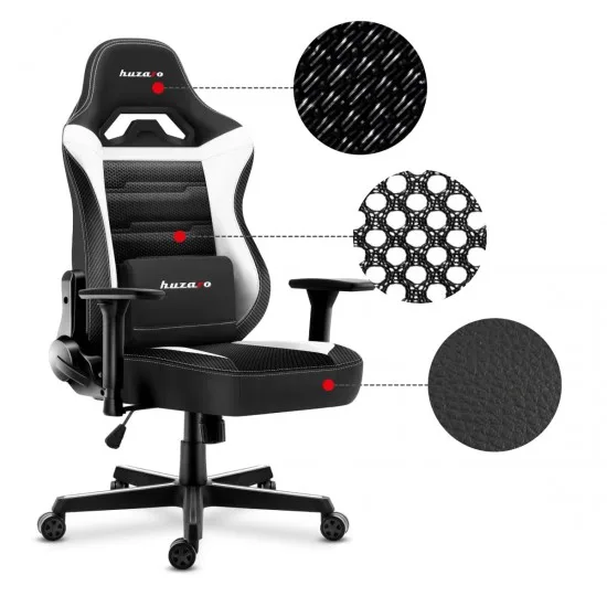 HUZARO HZ-Force 7.7 White Mesh - Gaming stol bel