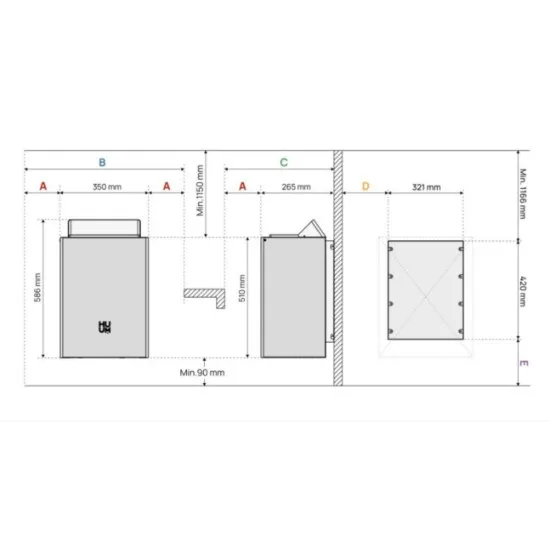 HUUM Core Wall Mini Bela - Električna peč za savno, 3 kW