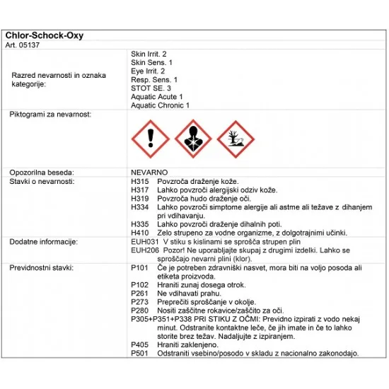 CHEMOFORM - Chlor Schock Oxy granulat 1 kg