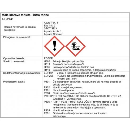 CHEMOFORM - Male klorove tablete 1 kg - hitrot.