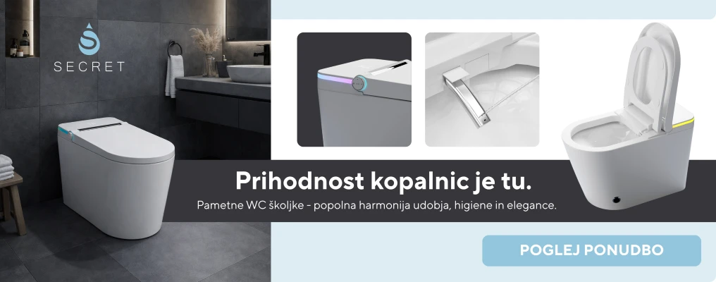 Pametna WC školjka s funkcijami pranja, sušenja in ogrevanja